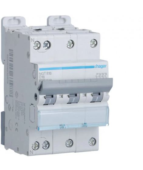 DISJONCTEUR 3P+N 6-10KA COURBE D - 16A 3 MODULES