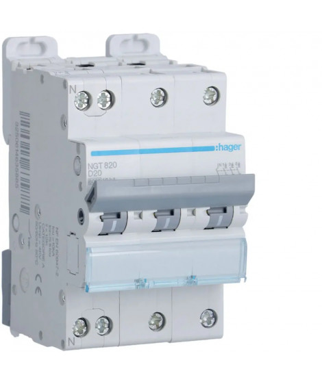 DISJONCTEUR 3P+N 6-10KA COURBE D - 20A 3 MODULES