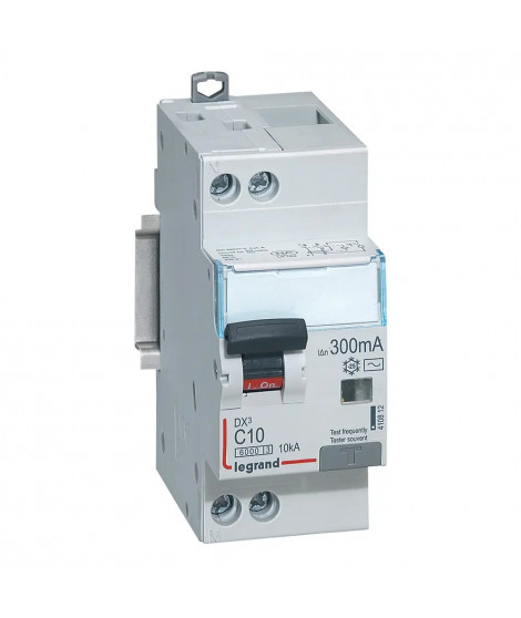 Disj diff monobloc DX³6000 10kA arrivée haut/départ bas vis U+N 10A typeAC 300mA