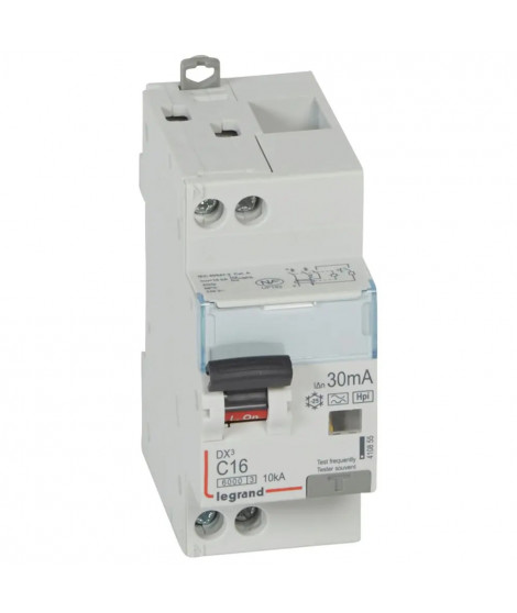 Disj. diff monobloc DX³6000 10kA arrivée haut/départ bas vis U+N 16A typeF 30mA