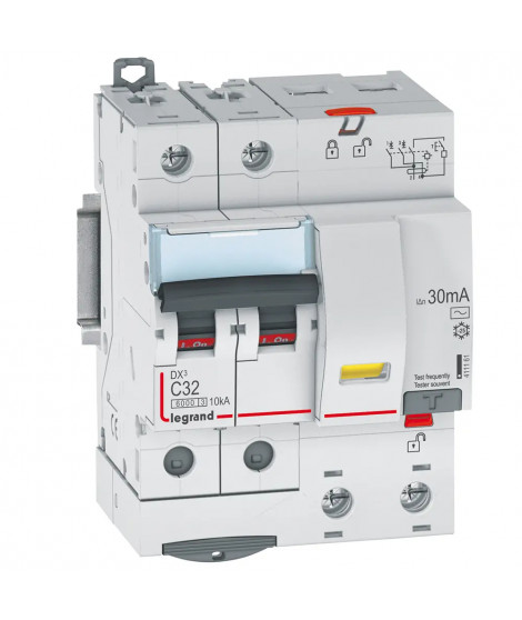 Disjoncteur diff DX³ 6000 -vis-2P-230/400V~-32A -typeAC -30mA- courbe C - 4 mod