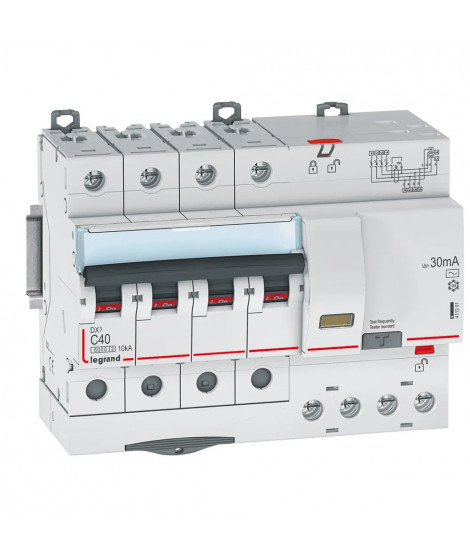 Disjoncteur diff DX³ 6000 -vis/auto-4P-400V~-40A-typeAC-30mA-10kA-courbe C - 7M