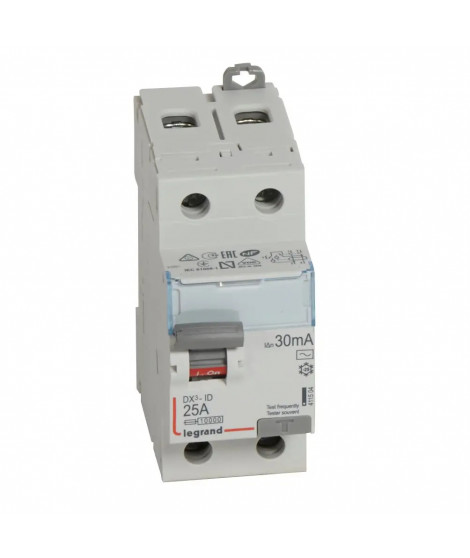 Interrupteur différentiel DX³-ID haut/bas vis - 2P 230V~ 25A typeAC 30mA - 2 mod