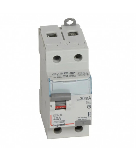 Interrupteur différentiel DX³-ID haut/bas vis - 2P 230V~ 40A typeAC 30mA - 2 mod
