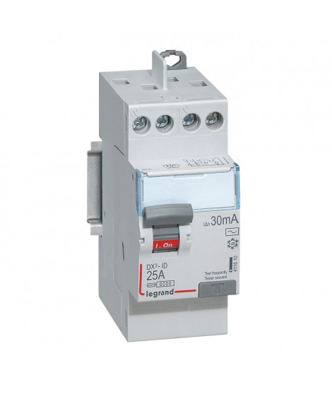 Interrupteur différentiel DX³-ID haut/haut vis - 2P 230V~ 25A typeAC 30mA -2 mod
