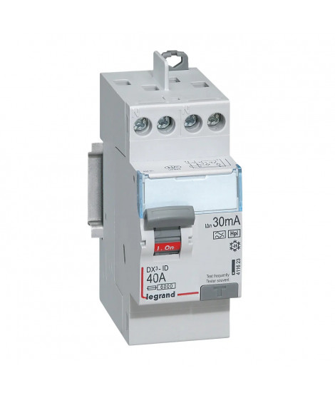 Interrupteur différentiel DX³-ID haut/haut vis - 2P 230V~ 40A typeF 30mA - 2 mod
