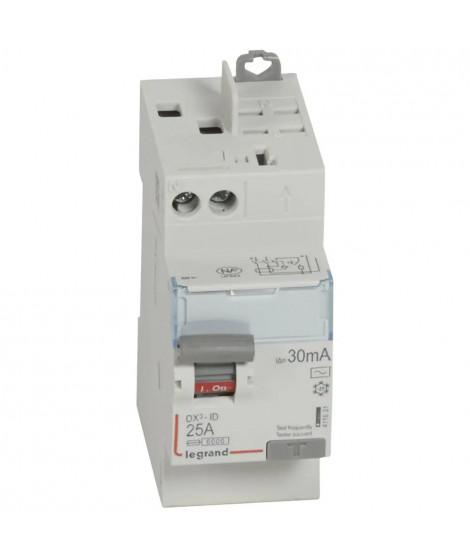 Interrupteur différentiel DX³-ID haut vis/haut auto 2P 230V~ 25A AC 30mA - 2 mod