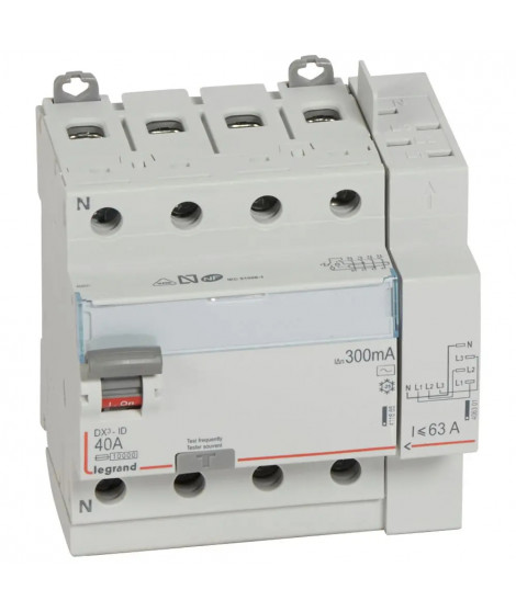 Interrupteur différentiel DX³-ID haut vis/haut auto 4P 400V~ 40A AC 300mA -5 mod