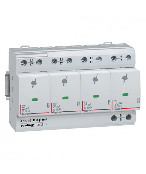 Parafoudre T1 - Iimp 25 kA/pôle - 3P+N - 8 modules