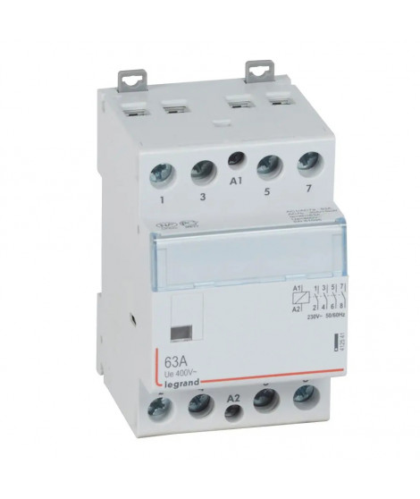Contacteur de puissance bobine 230V~ - 4P - 400V~~ - 63A - 4F - 3 modules