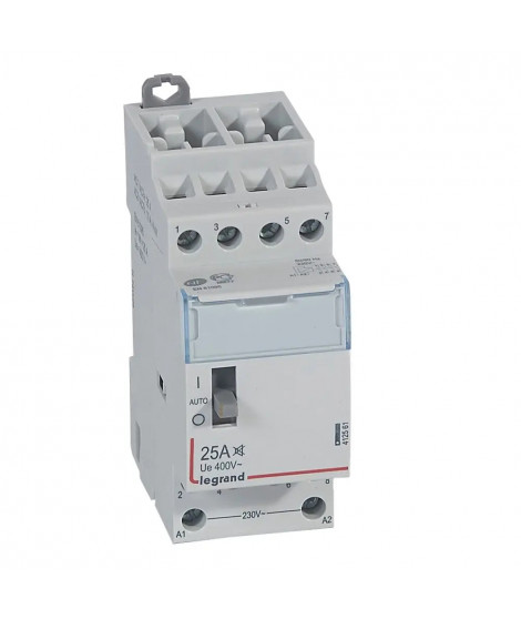 Contacteur puissance CX³ silencieux bobine 230V~ -4P 400V~ 25A - 4F -2 modules