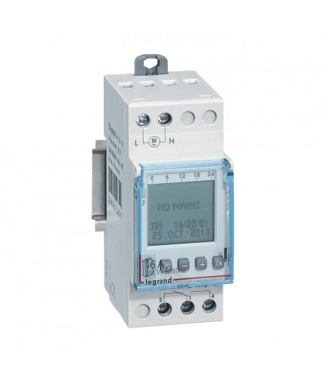 Inter horaire digital modulaire programmable jour/hebdo- 1 sortie 16A - 230V~