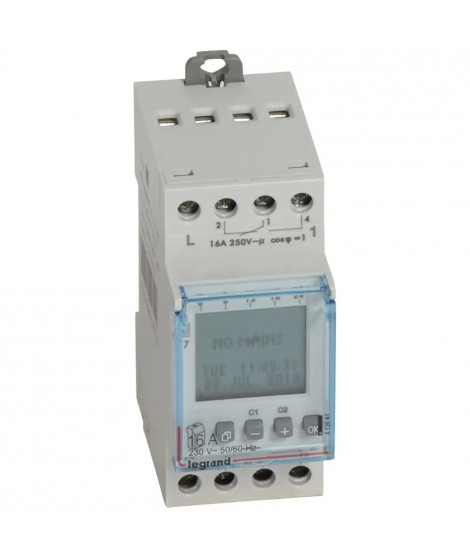 Inter horaire digital modulaire programmable jour/hebdo - 2 sorties 16A - 230V~