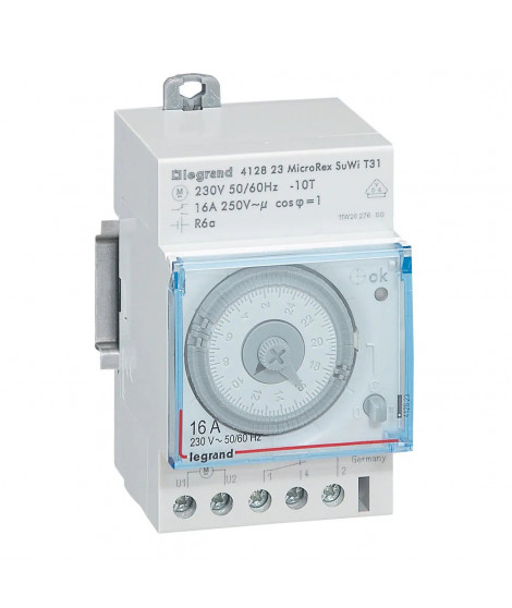 Inter horaire analogique programmable auto jour - 1 sortie 16A 250V~ - 3 modules
