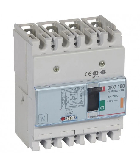 Disjoncteur magnétothermique DPX³160 pouvoir de coupure 25kA 400V~ - 4P - 100A