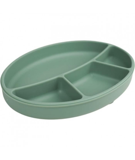 Assiette ventouse - THERMOBABY - Silicone - Vert Cactus - Compartimentée et antidérapante