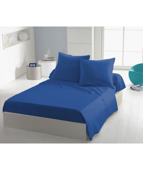 Drap plat - HOME LINGE PASSION - 180 x 290 cm - 1 personne  - Bleu