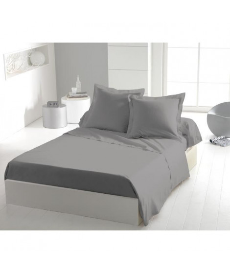 Drap plat - HOME LINGE PASSION - 180 x 290 cm - 1 personne - Gris clair