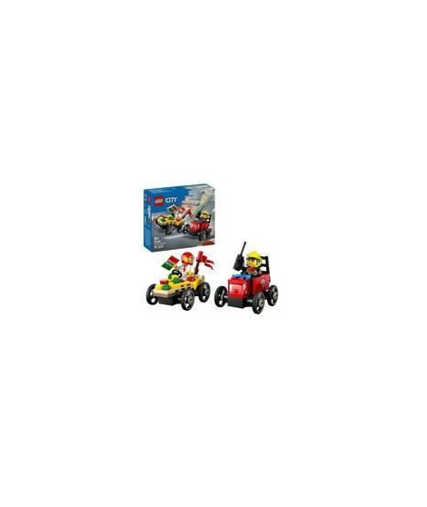 LEGO City 60458 Pack de bolides de course : camion de pizza contre camion de pompiers