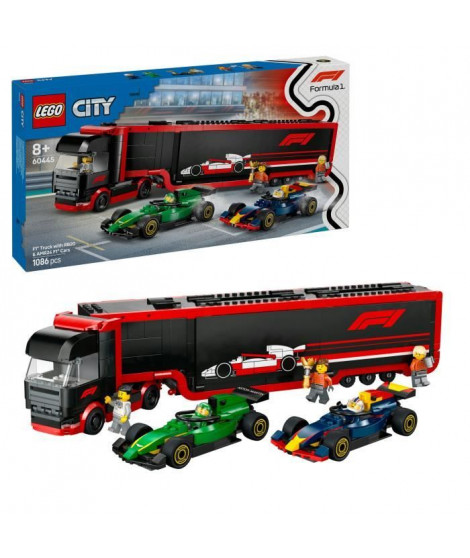 LEGO City 60445 Camion de F1 avec voitures de F1 RB20 et AMR24 - Jeu pour garçon des 8 ans
