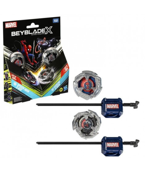 Beyblade X Multipack Toupie Spider-Man 3-60F vs. Venom 3-80N, Marvel , Des 8 ans
