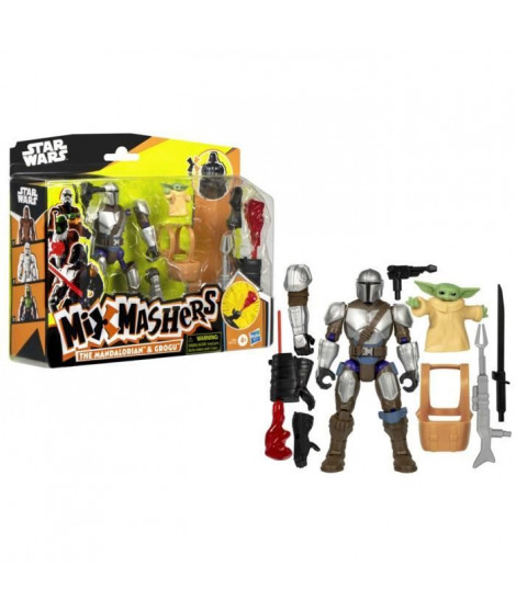 MixMashers Mandalorien et Grogu, figurine deluxe personnalisable a mélanger et combiner avec accessoires, Star Wars, Des 4 ans