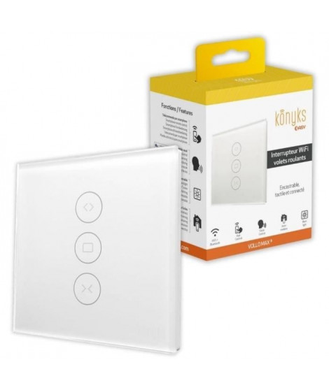Interrupteur Wi-Fi+BT pour volets roulants, Rétroéclairage contrôlable - Konyks Vollo Max 3