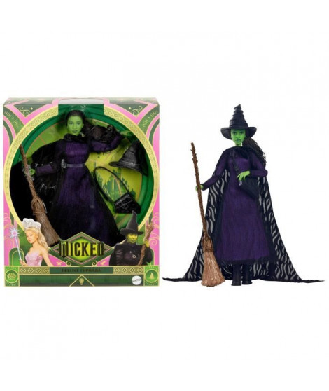 Mattel-Wicked-Poupée Elphaba avec cheveux tressés et multiples poses - Wicked - HXY38