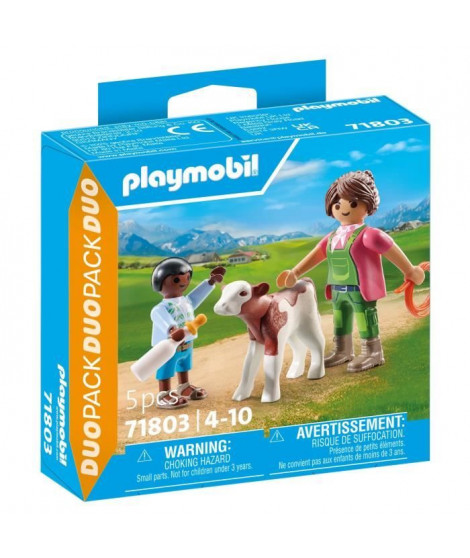 PLAYMOBIL 71803 Fermiere et enfant avec veau