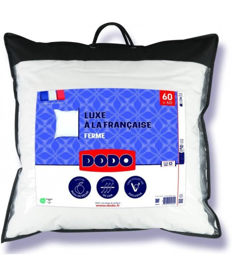 DODO - Oreiller - Luxe a la Française -  60 x 60 cm - 100% Polyester ADAPT'AIR - Blanc