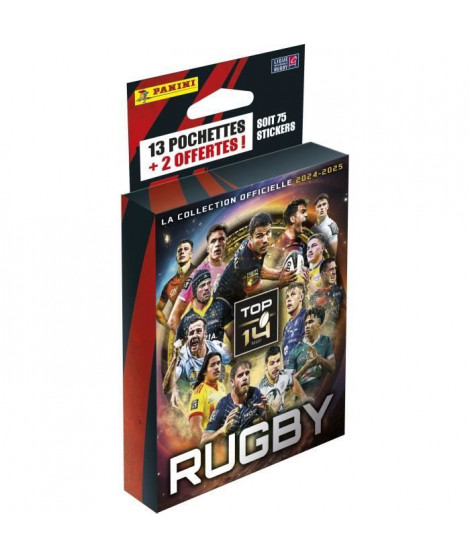 Blister - PANINI - Rugby Top 14 2024-2025 - 13 pochettes - 2 offertes - 75 stickers