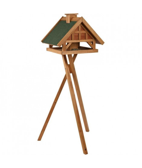 natura mangeoire oiseaux avec pied & silo, en pin, 54 × 40 × 48 cm/1,45 m, brun