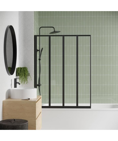 Pare Baignoire 4 volets - GELCO - LEXIA Noir - 110 x 140