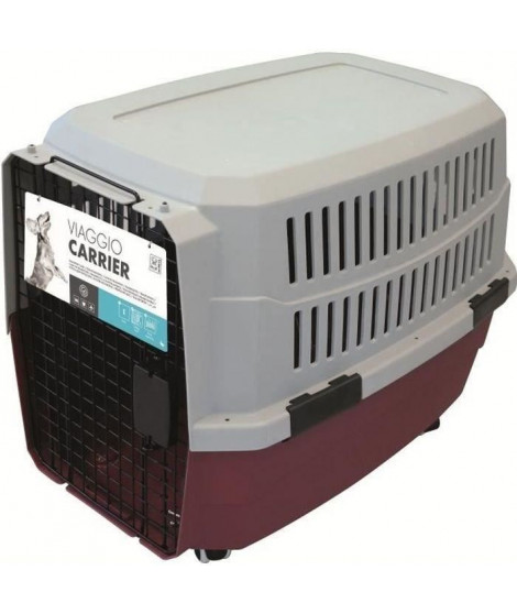 M-PETS Caisse de transport Viaggio Carrier L - 81,3x56x58,5cm - Bordeaux et gris - Pour chien