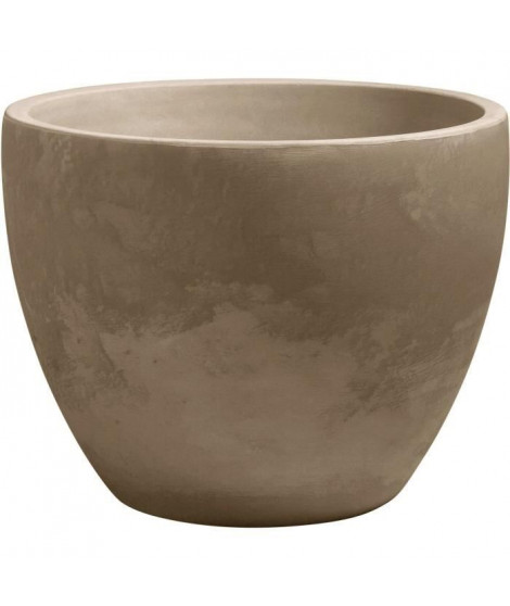 EDA Bac a Arbustes PALMEA Rond 98 L - avec Roulettes - Double Paroi - Réserve d'Eau Intégrée - Ø 70 x 55 cm - Taupe
