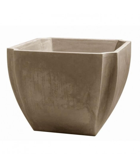 EDA Bac a Arbustes PALMEA Carré 110 L - avec Roulettes - Double Paroi - Réserve d'Eau Intégrée - 70 x 70 x 55 cm - Taupe