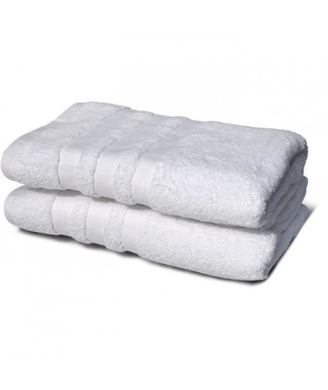 Lot de 2 serviettes - LOVELY HOME - 2 Draps de douche 70 x 140 cm - Blanc