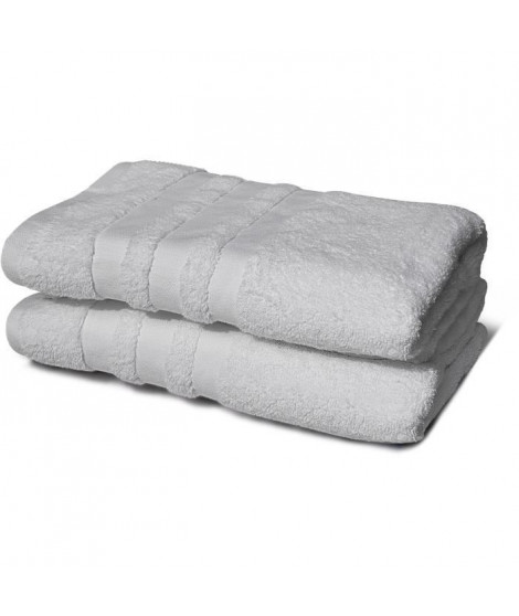 Lot de 2 serviettes - LOVELY HOME - 2 Draps de douche 70 x 140 cm - Gris clair