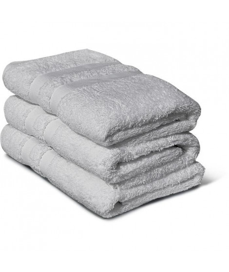 Lot de 3 serviettes - LOVELY HOME - 3 Serviettes 50 x 100 cm - Gris clair