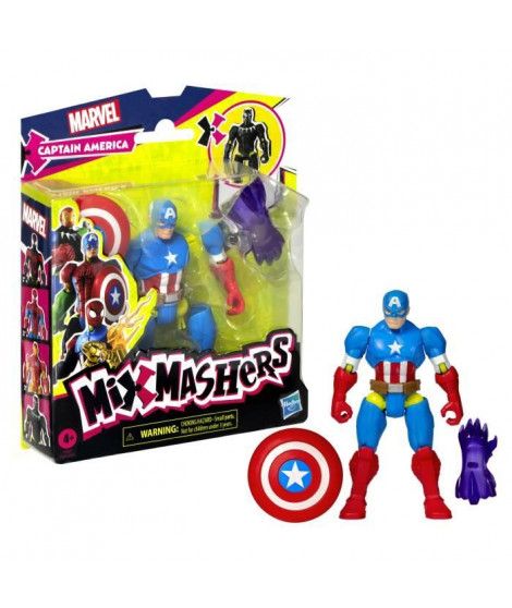 MixMashers Captain America, figurine 12 cm personnalisable a mélanger et combiner avec accessoires, Marvel, des 4 ans