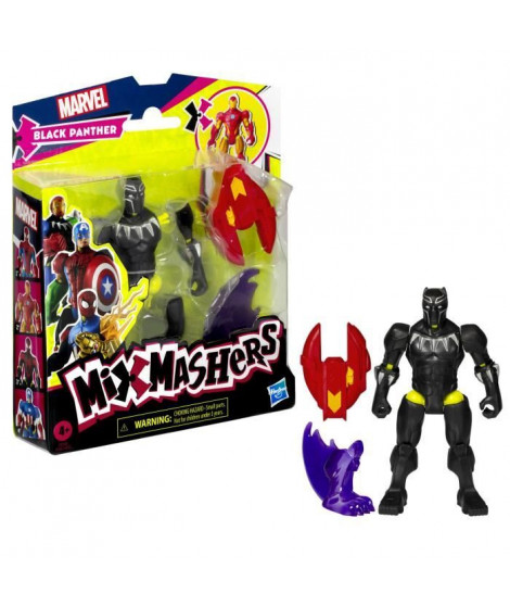 MixMashers Black Panther, figurine 12 cm personnalisable a mélanger et combiner avec accessoires, Marvel, des 4 ans
