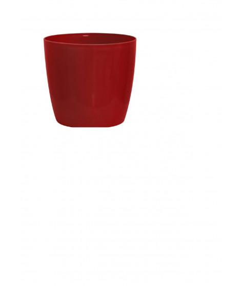 Cache-pot brillant - GARDEN ID - Shiny Rouge avec roulettes - 35 x 32 cm - Aspect céramique - Étanche - Déplacement aisé