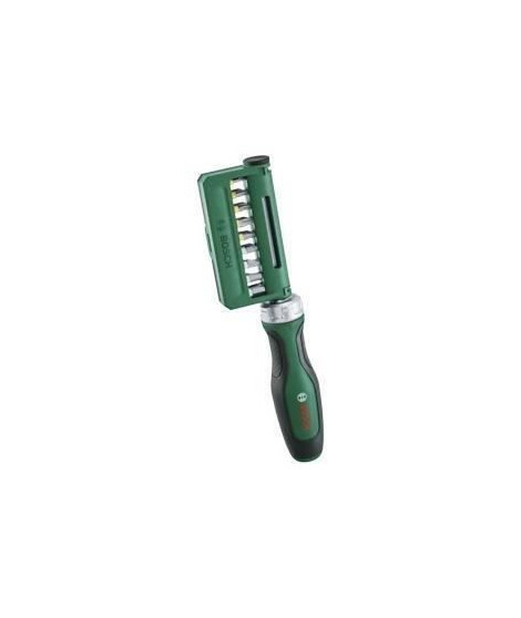 Bosch Set de 19 tournevis a cliquet a embout (36 dents  porte-embout magnétique  Softgrip  18 emb. acier S2  barrette clipsable)