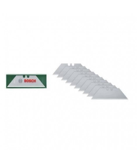 Bosch Set de 10 lames trapézoidales (pr couteau pliant  pr travaux de découpe  acier SK5  coffret de rangement)