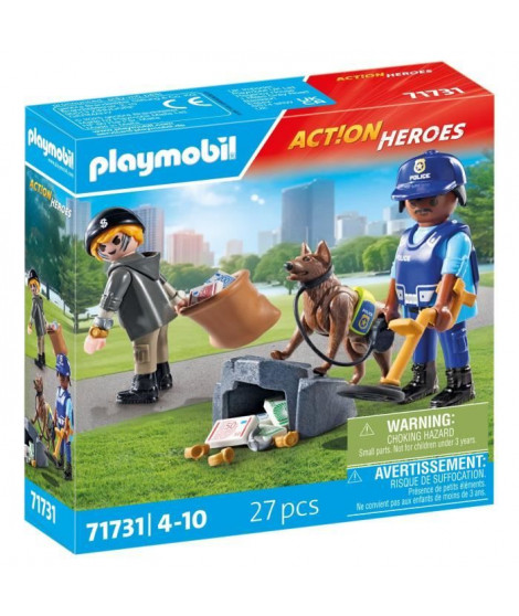 PLAYMOBIL 71731 Policier chien de recherche et voleur