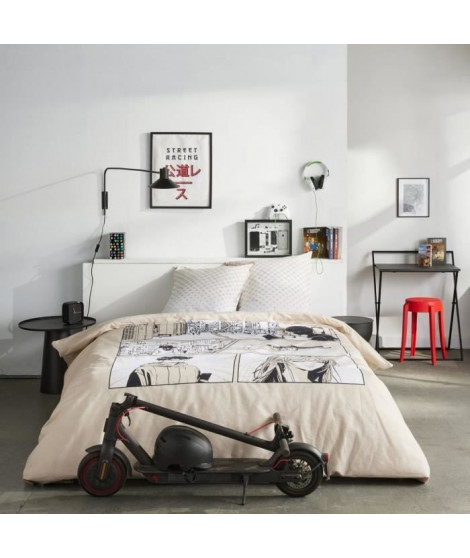Parure de lit - TODAY - JAVA - 2 personnes - 240x220 cm - Coton - Imprimé Manga - Beige