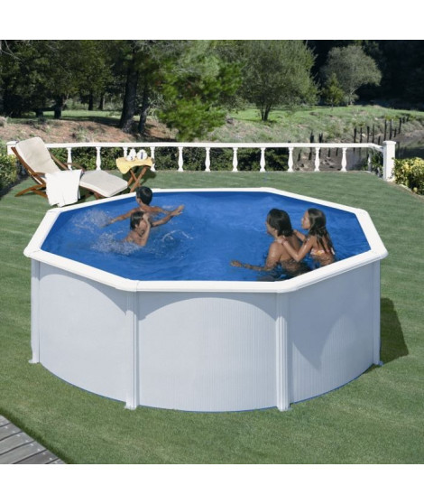 GRE - Kit Piscine hors sol acier ronde blanche Ø300 x 122 cm (Livrée avec filtre a sable et échelle)