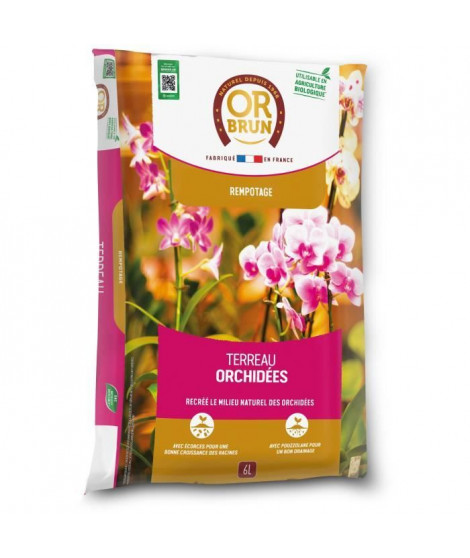 Terreau orchidées - OR BRUN - OBRTORC6U - 6L - Favorise la croissance