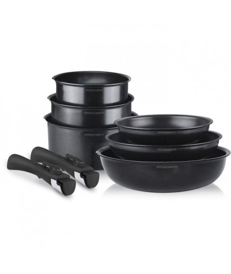 Batterie de cuisine induction - Arthur Martin - AM925B - Aluminium - 8 pieces - Poignée amovible - Tous feux dont induction