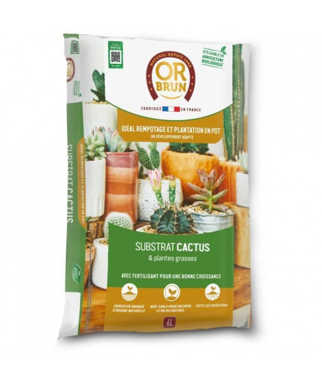Substrat cactus & Plantes grasses - OR BRUN - OBRTCAC6U - 6L - Favorise la croissance